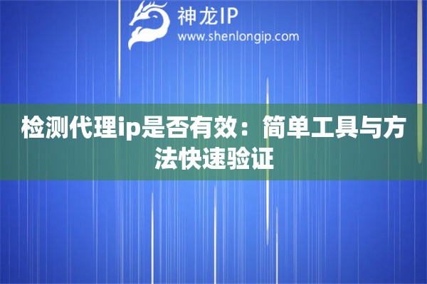 檢測代理ip是否有效：簡單工具與方法快速驗(yàn)證
