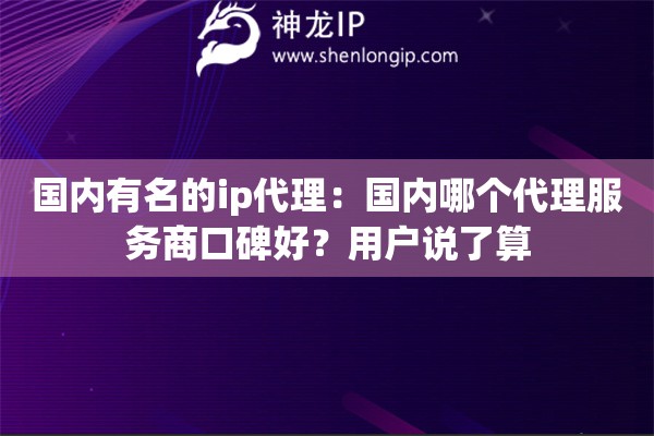 國內有名的ip代理：國內哪個代理服務商口碑好？用戶說了算