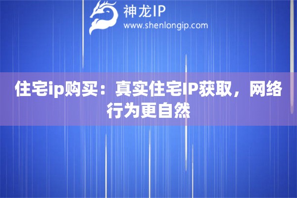 住宅ip購(gòu)買(mǎi)：真實(shí)住宅IP獲取，網(wǎng)絡(luò)行為更自然