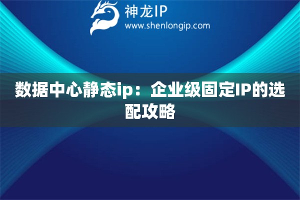 數據中心靜態ip：企業級固定IP的選配攻略