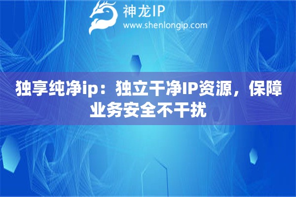 獨(dú)享純凈ip：獨(dú)立干凈IP資源，保障業(yè)務(wù)安全不干擾