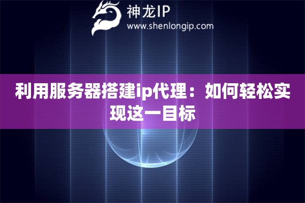 利用服務器搭建ip代理：如何輕松實現這一目標