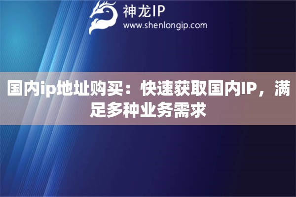 國(guó)內(nèi)ip地址購(gòu)買(mǎi)：快速獲取國(guó)內(nèi)IP，滿(mǎn)足多種業(yè)務(wù)需求