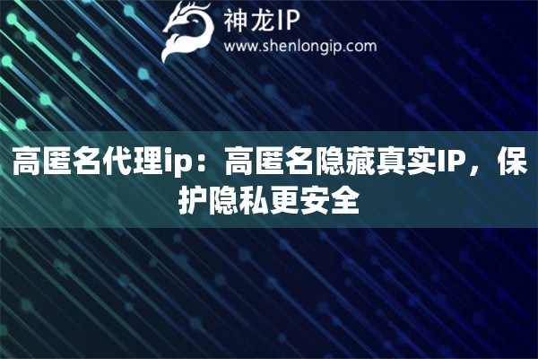 高匿名代理ip：高匿名隱藏真實(shí)IP，保護(hù)隱私更安全