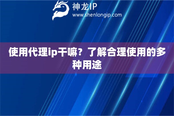 使用代理ip干嘛？了解合理使用的多種用途