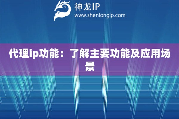 代理ip功能：了解主要功能及應(yīng)用場景