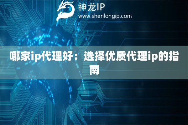 哪家ip代理好：選擇優(yōu)質(zhì)代理ip的指南