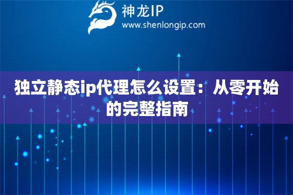 獨立靜態ip代理怎么設置：從零開始的完整指南