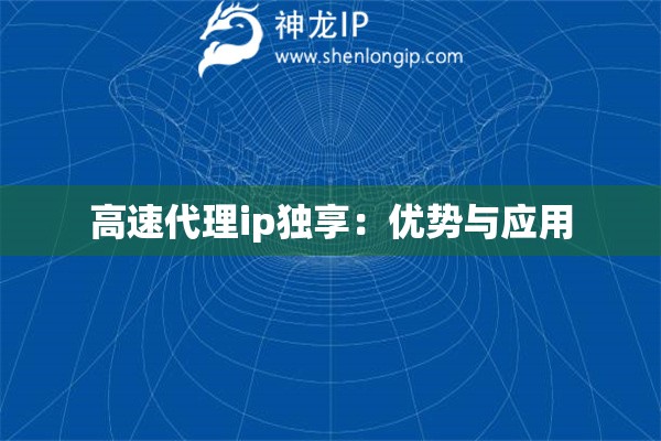 高速代理ip獨享：優(yōu)勢與應(yīng)用