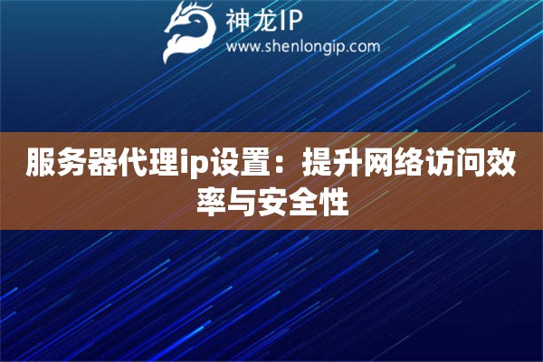 服務(wù)器代理ip設(shè)置：提升網(wǎng)絡(luò)訪問效率與安全性