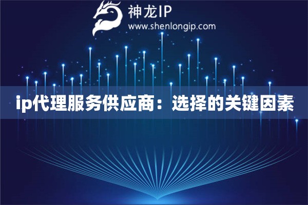 ip代理服務(wù)供應(yīng)商：選擇的關(guān)鍵因素